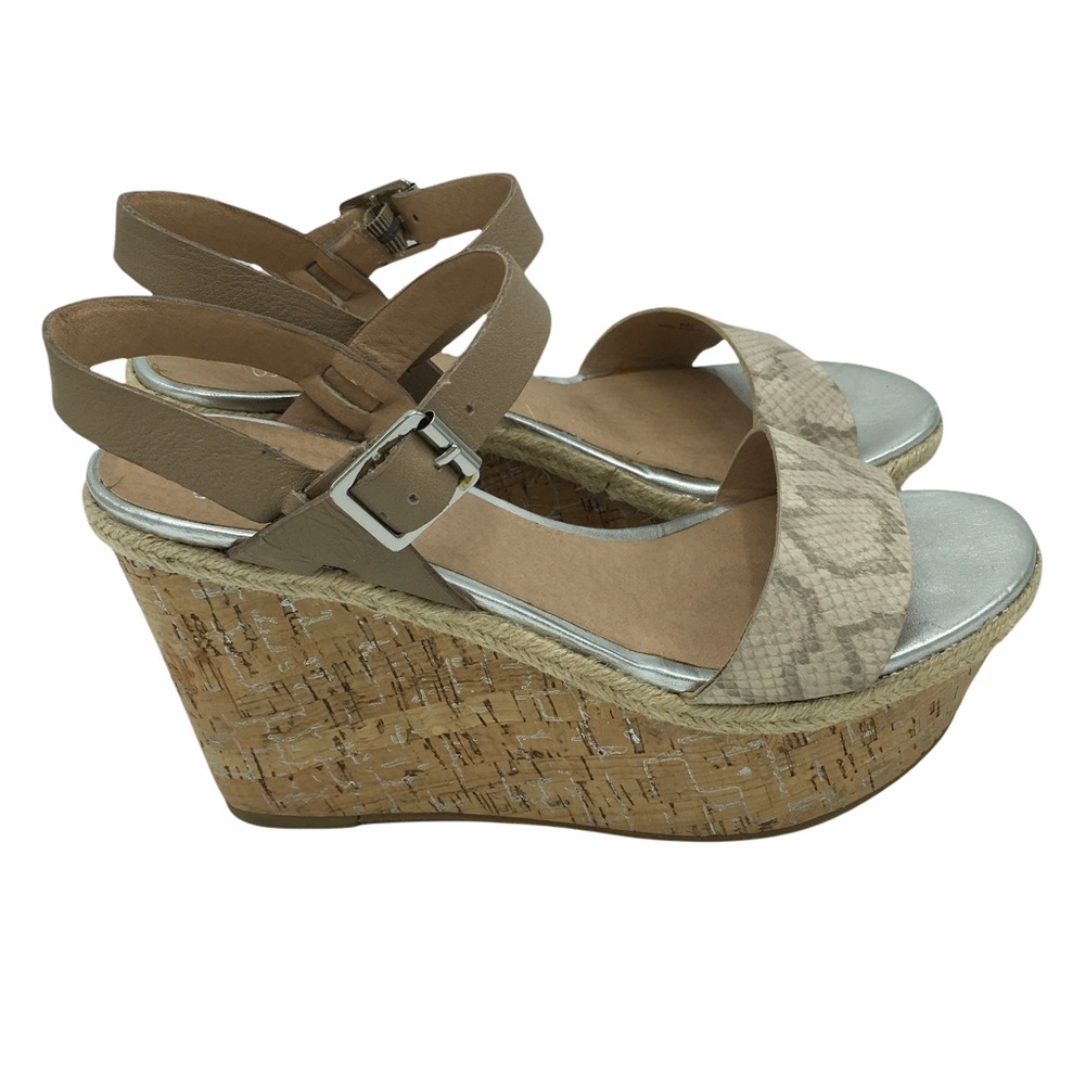Simply Pelle Snake Cork Wedge Sandals Size 6